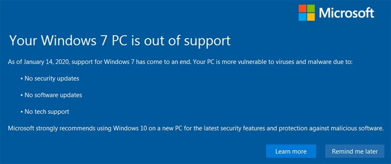 win7 is out of support